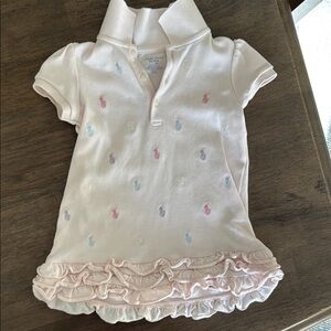 Kids Polo Shirt with Ruffle Hem - Pastel Accents